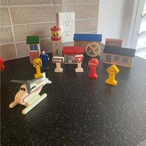 Vintage wooden train accessories